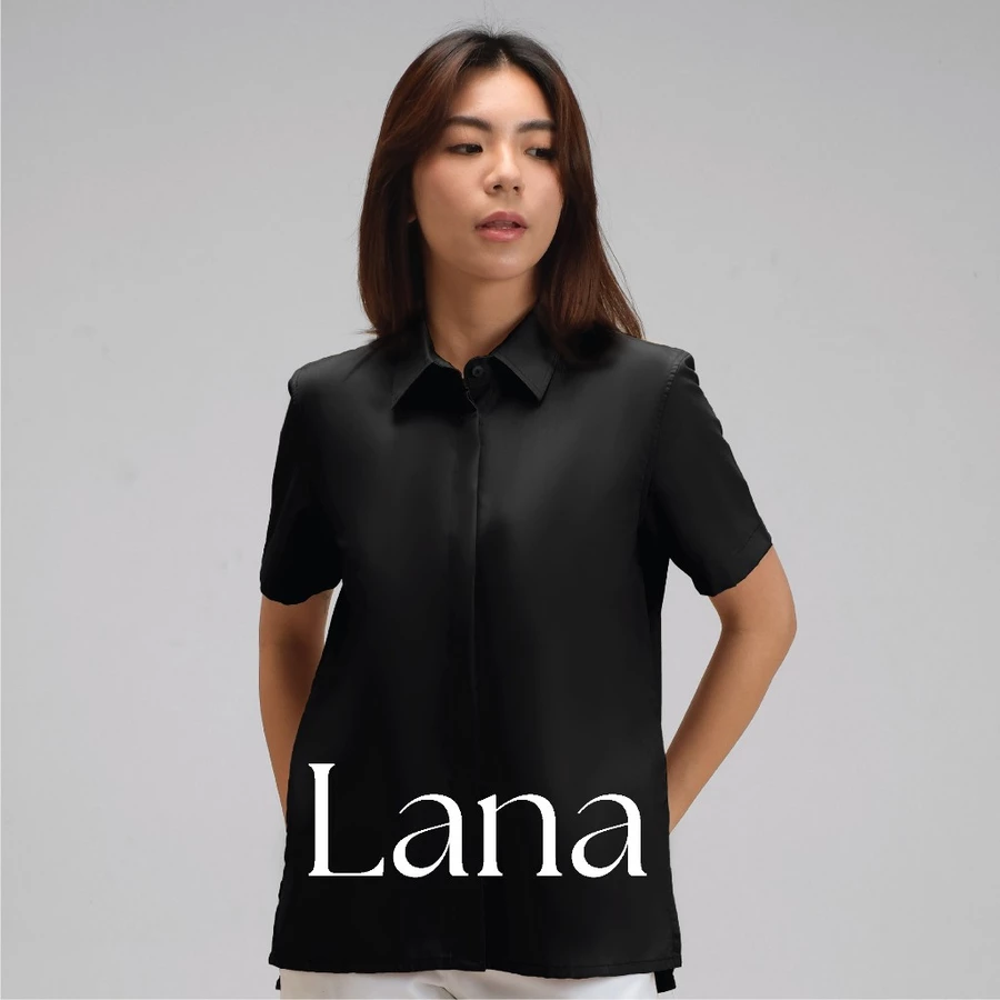 Lana Short Sleeve Shirt | Kemeja Wanita Office Look Atasan Cotton Poplin Lengan Pendek