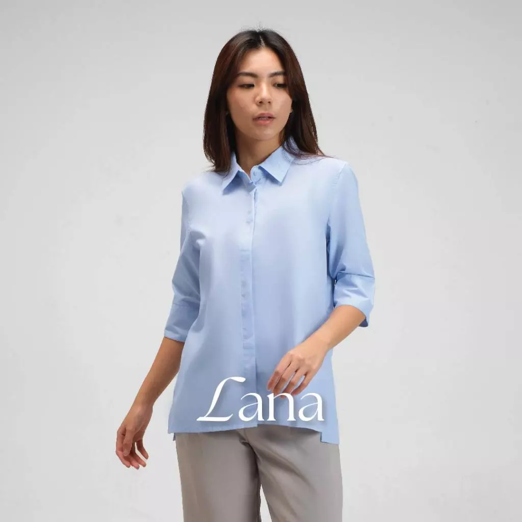 Lana Long Sleeve 3/4 Shirt | Kemeja Wanita Office Look Atasan Cotton Poplin Lengan Panjang 