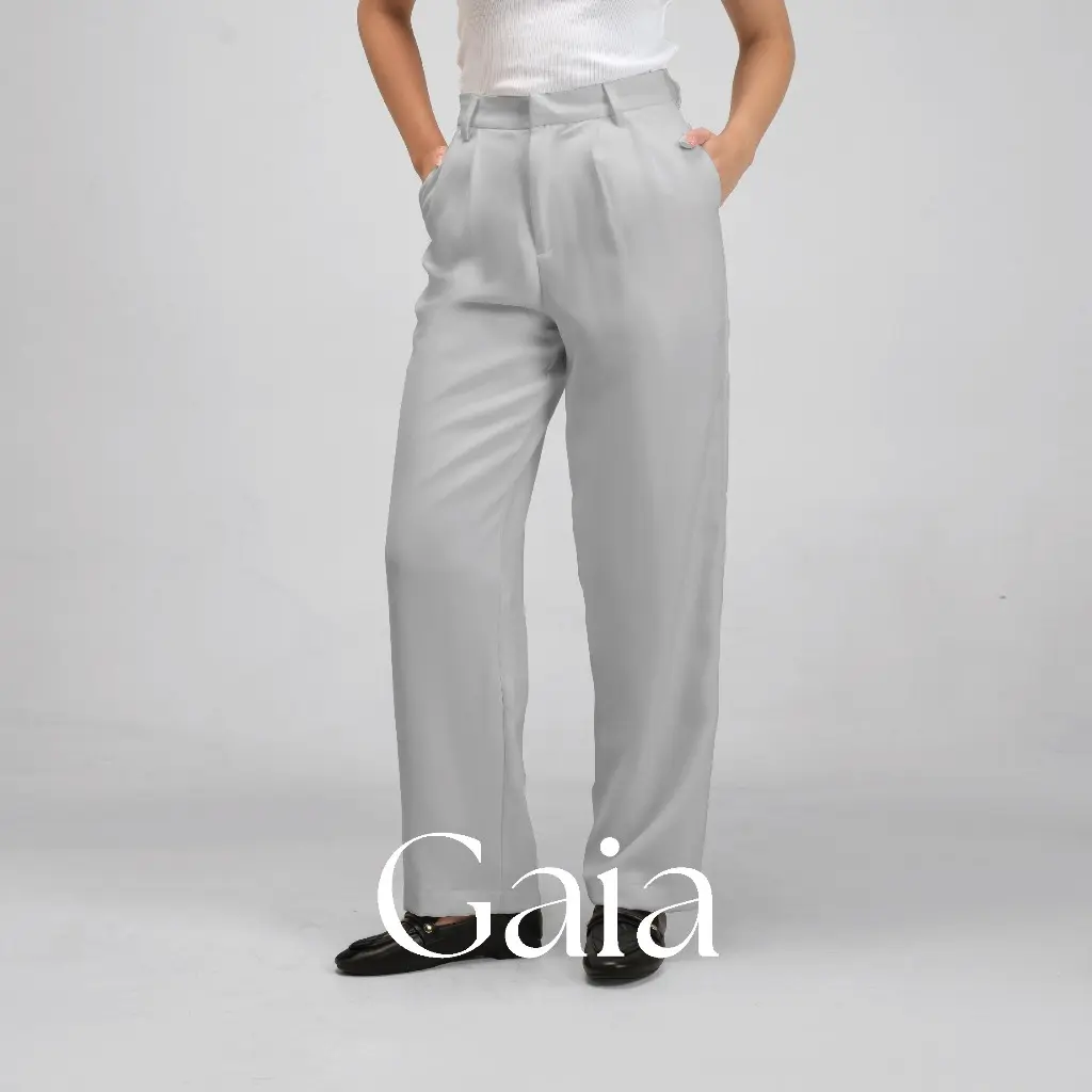 Gaia High Waist Pants | Celana Panjang Loose Trousers Kulot Wanita 