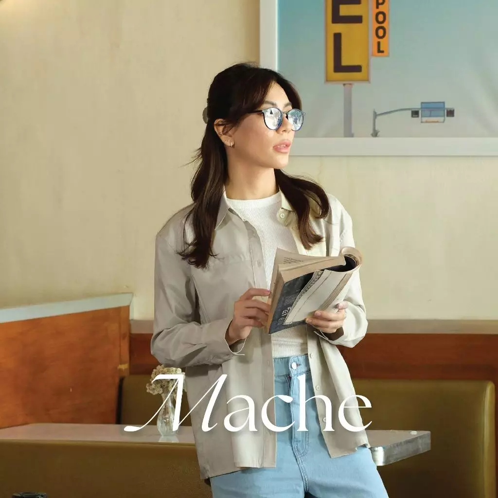 Mache Long Sleeve Shirt |  Kemeja Kerja Atasan Wanita Office Look Stretchy Lengan Panjang 
