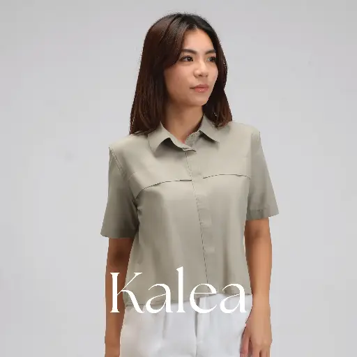 Kalea Crop Short Sleeve Shirt | Kemeja Crop Atasan Wanita Clean Look Cotton Poplin Lengan Pendek 