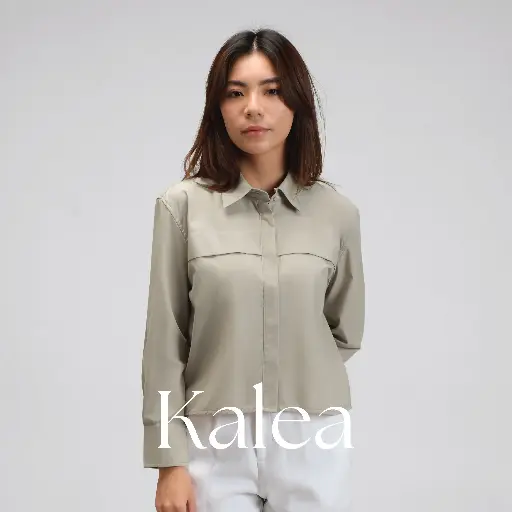 Kalea Crop Long Sleeve Shirt | Kemeja Atasan Wanita Clean Look Cotton Poplin Lengan Panjang