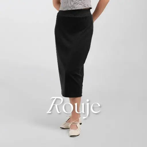 Rouje Midi Skirt Knit | Rok Midi Rib Knitted Rajut Premium Span Wanita