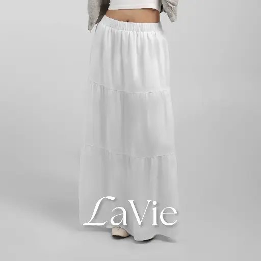 La Vie Tiered Maxi Skirt |  Rok Layer Susun Ruffle Flowy Cotton Rayon Panjang Wanita Hijab