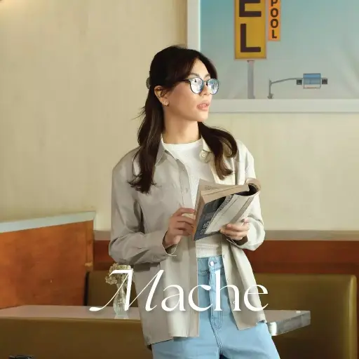Mache Long Sleeve Shirt |  Kemeja Kerja Atasan Wanita Office Look Stretchy Lengan Panjang 